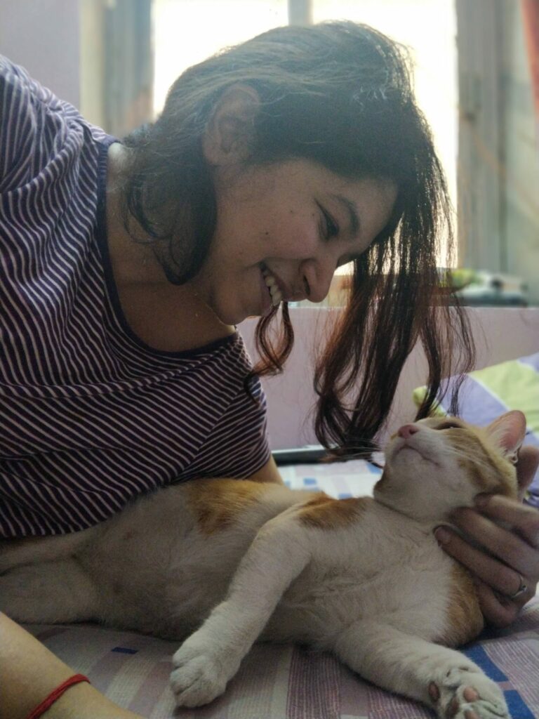 Priyanka Thaker with one of her seven cats.