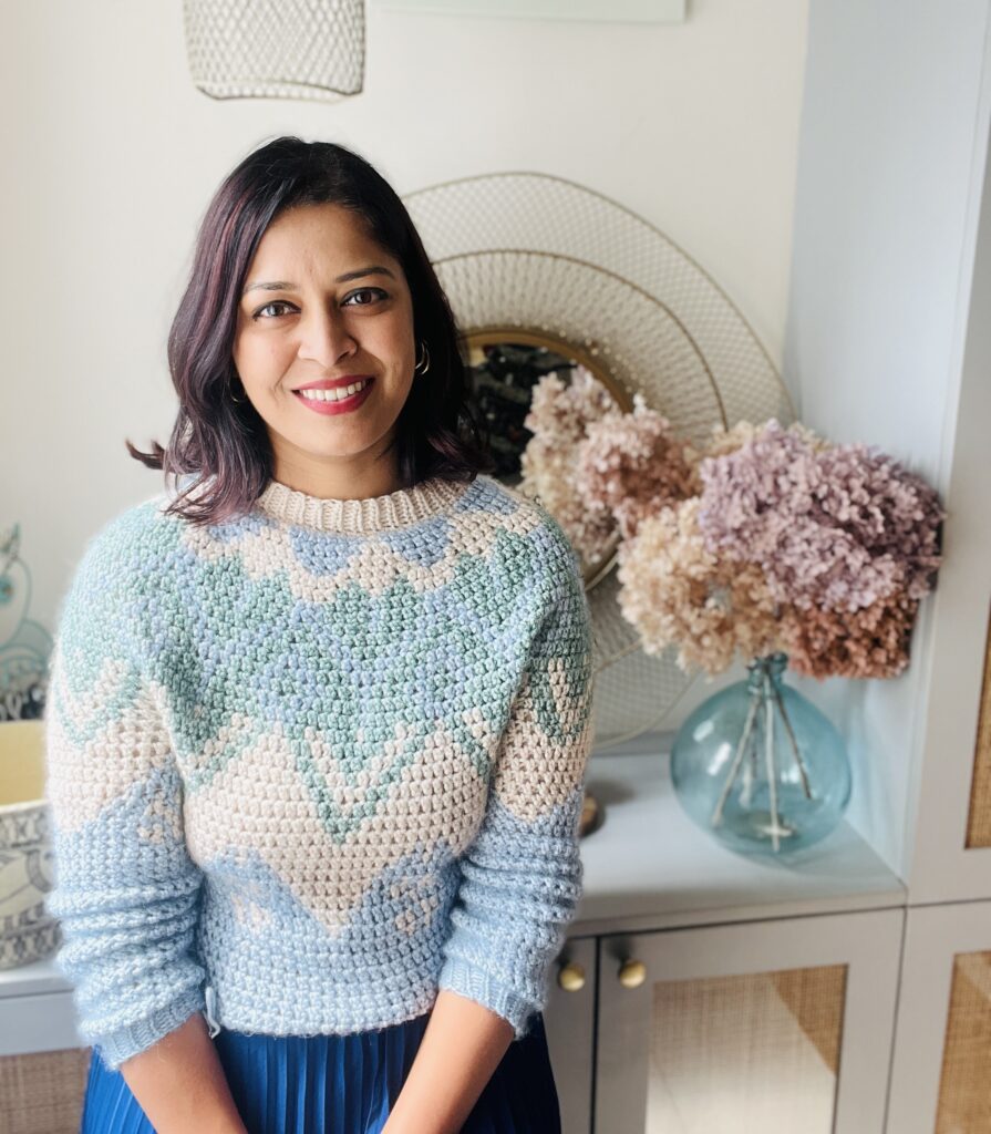 Pearl loves knitting and crocheting, making her own sweaters Pearl loves knitting and crocheting, making her own sweaters